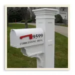 White Designer Mailbox on White Pole